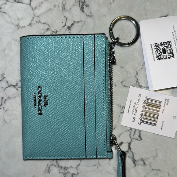 NWT Coach F 88250 Mini Skinny ID Sky Case Faded Blue Leather - Picture 2 of 4